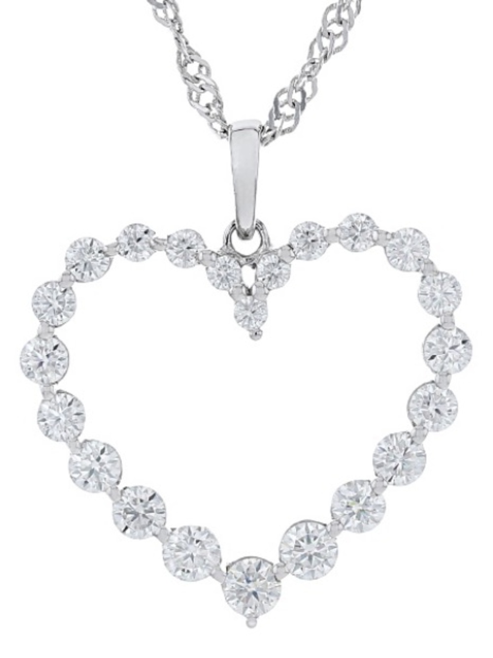 1.25ctw Moissanite Heart diamond Pendant silver 18” Necklace JTV